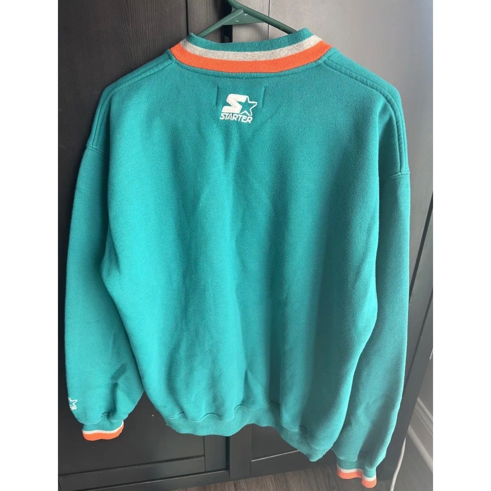 Vintage Starter Miami Dolphins Crewneck Sweatshirt NFL Teal Mens M 90s - Picture 3 of 3